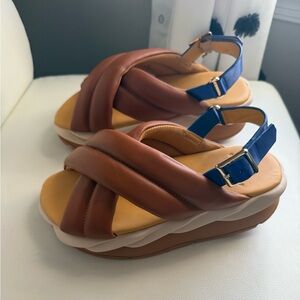 4CCCCEES Mellow Brown Platform Slingback Sandal